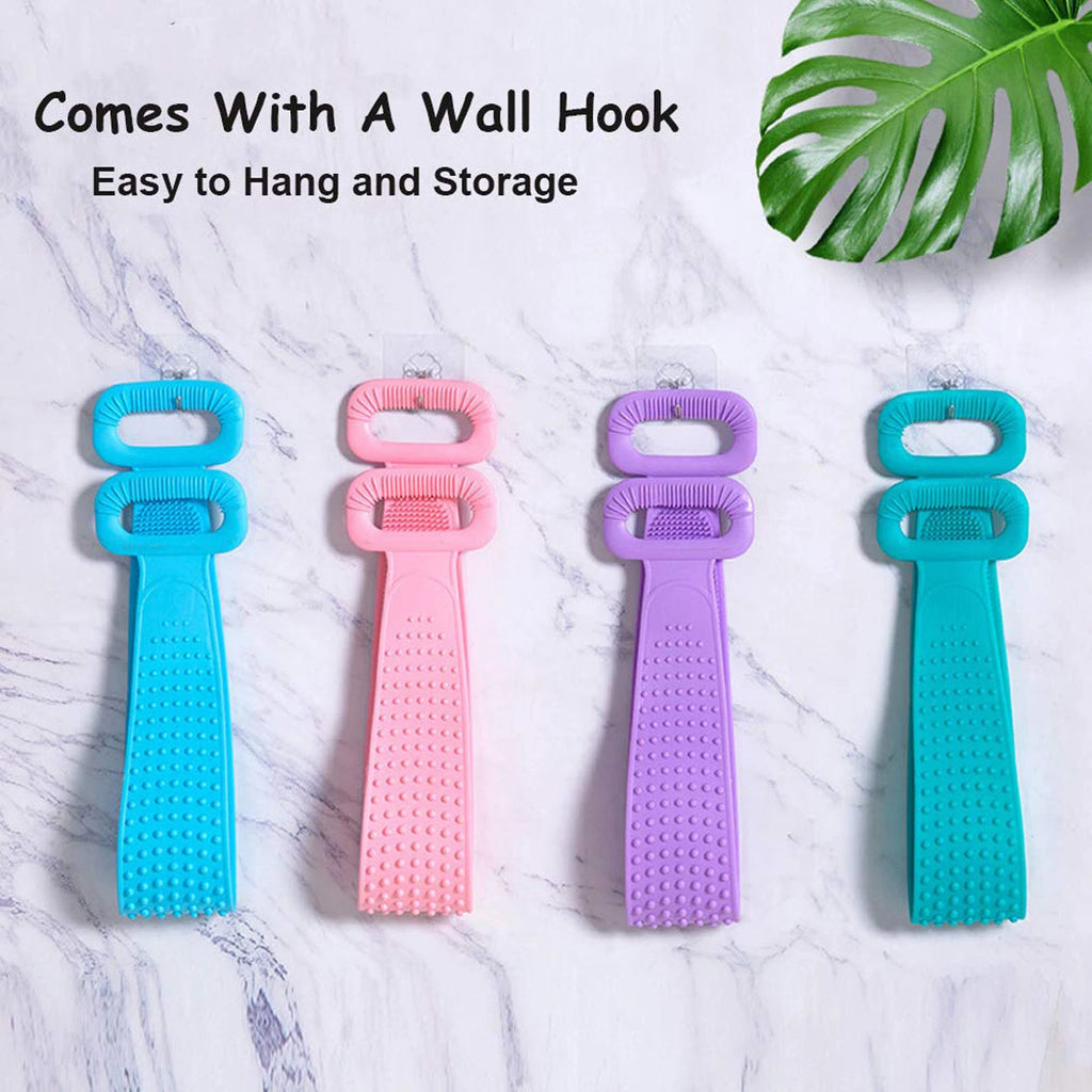 Silicone Back Bath Shower Wash Body Belt Brush Bath Body Scrubber Men & Women US