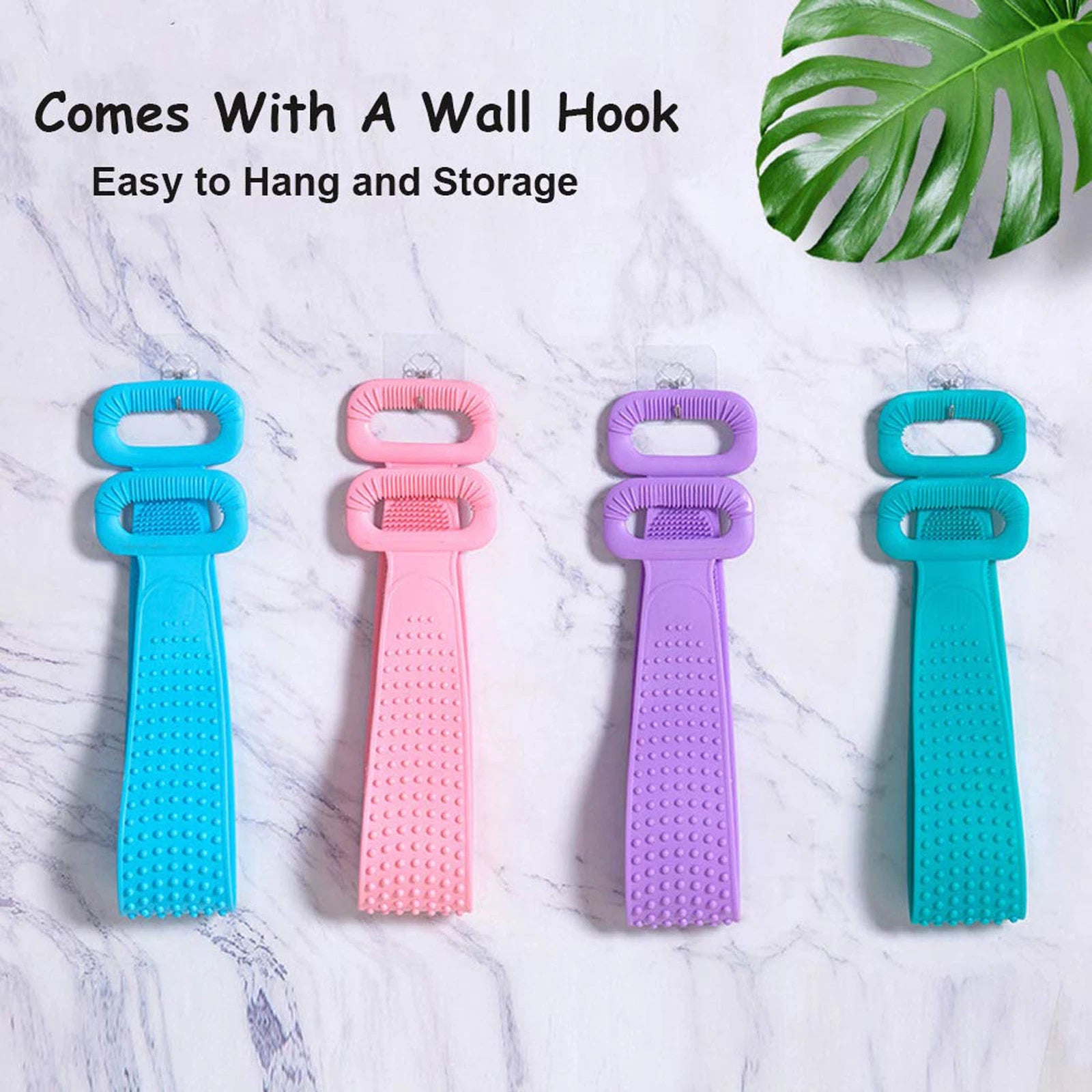 Silicone Back Bath Shower Wash Body Belt Brush Bath Body Scrubber Men & Women US