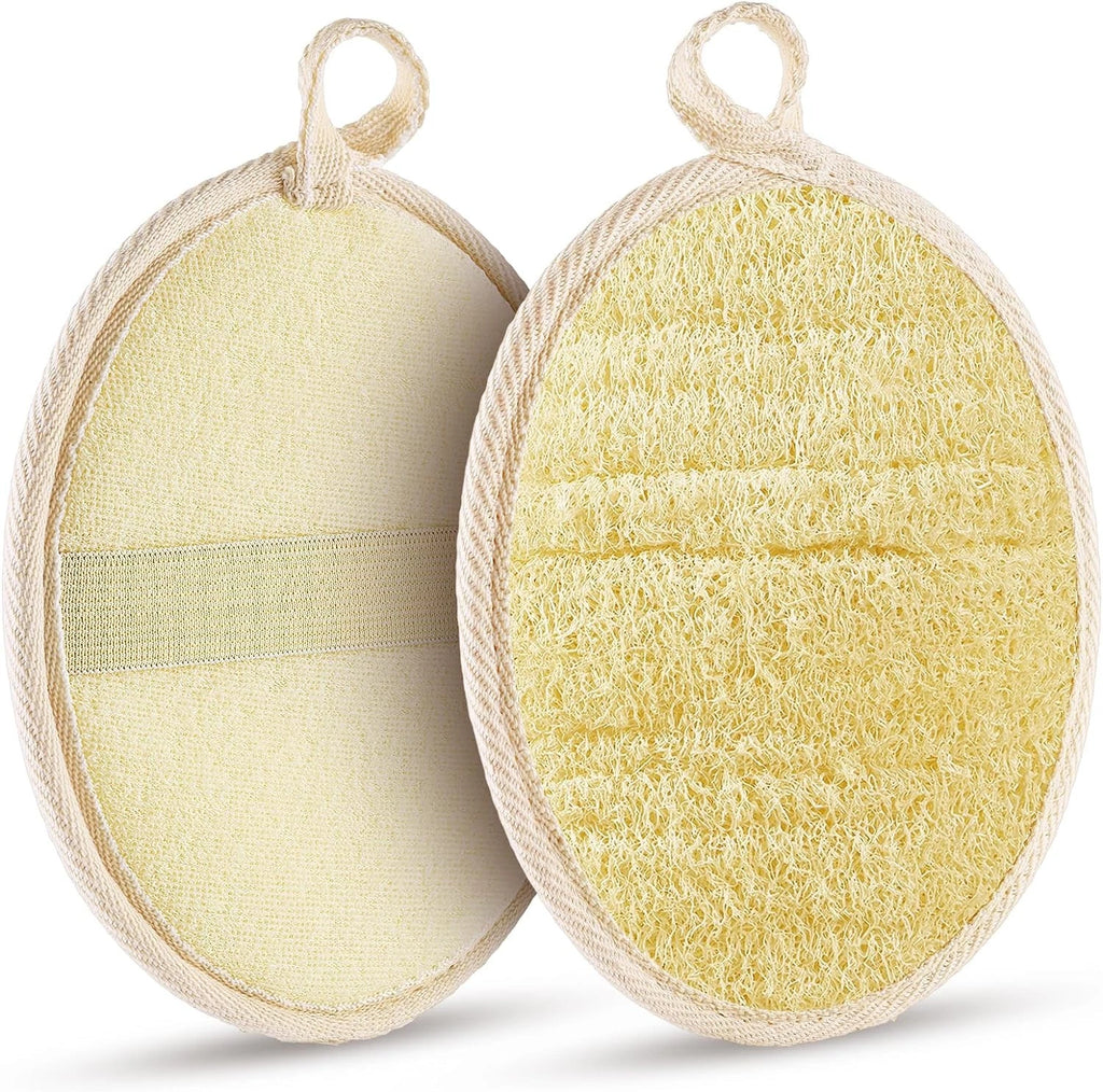 2PCS Premium Natural Loofah Sponge Exfoliating Body Scrubber, Shower Loofah