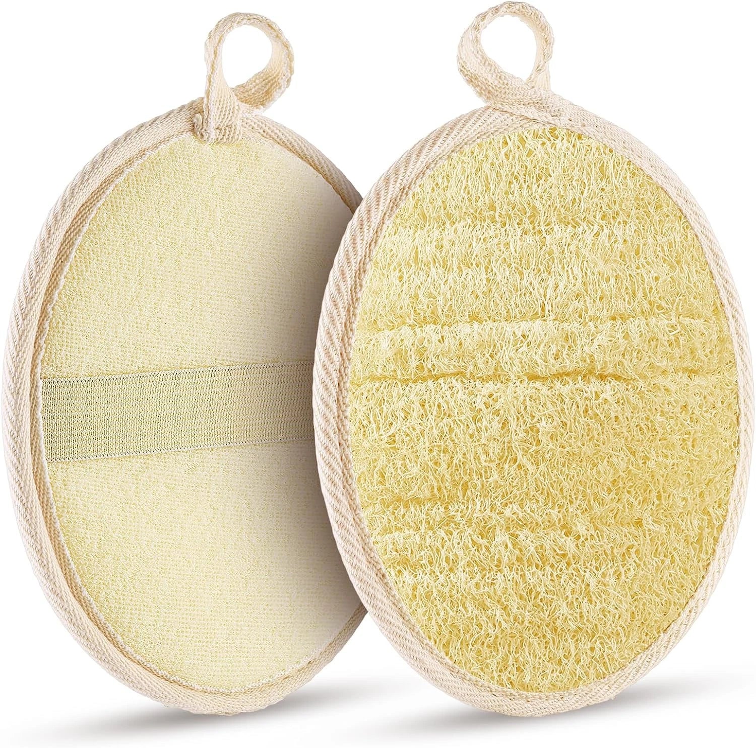 2PCS Premium Natural Loofah Sponge Exfoliating Body Scrubber, Shower Loofah