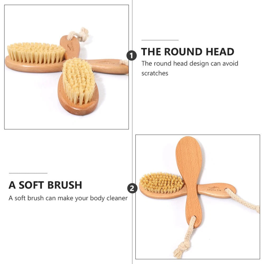 Beech Sisal Body Care Brush Shower Bath Scrubber with Comfortable Handle