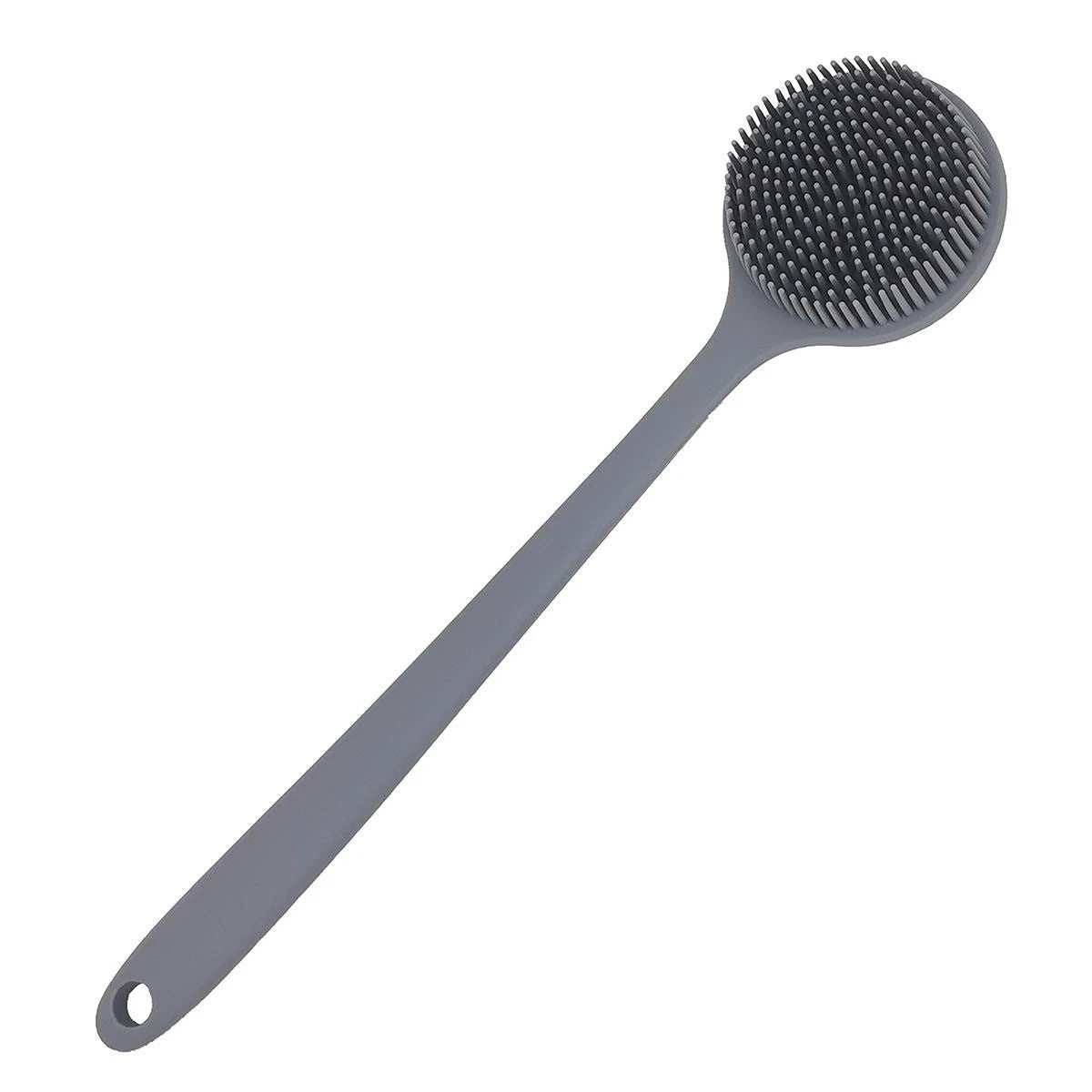 DNC Silicone Back Scrubber for Shower Bath Body Brush with Long Handle Gray