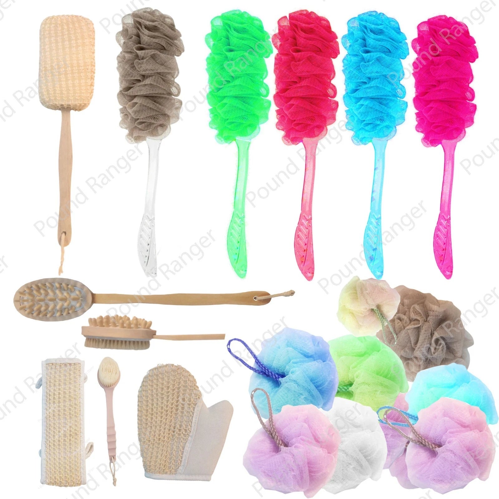 Long Handle Soft Bath Brush Back Scrubber Mesh Sponge Loofah Body Puff Shower