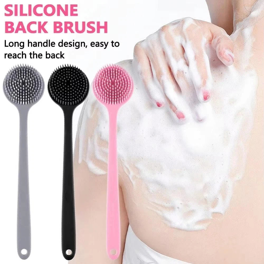 Silicone Back Scrubber for Shower Long Handle Bath Brush Double Sided