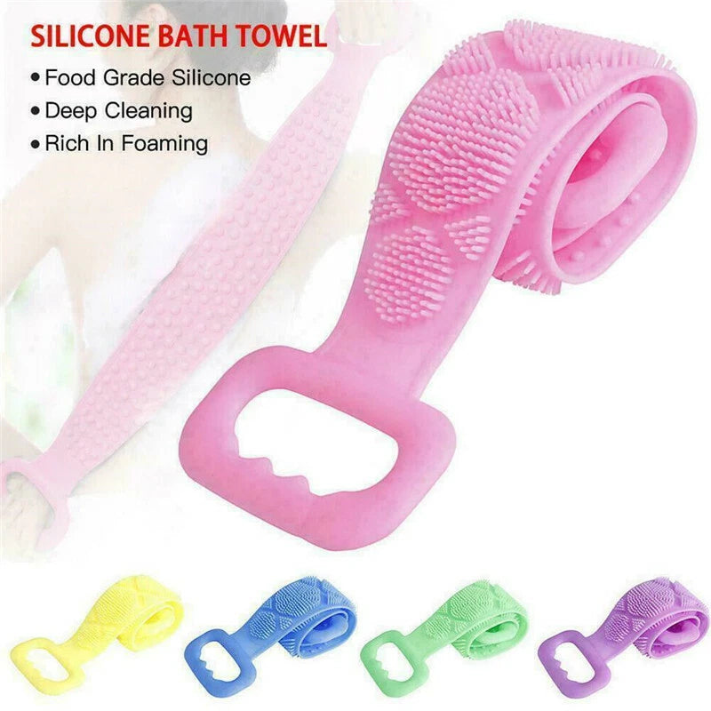 Silicone Body Back Cleaning Brush Scrubber Massage Bath Belt Exfoliating Tools