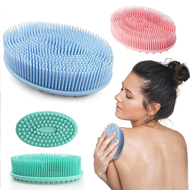 Dual-Sided Silicone Body Scrubber Brush Exfoliating Shower Brush Bath Massage UK