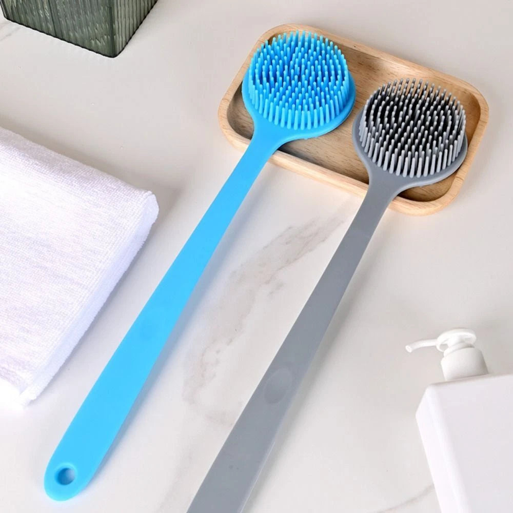 Silicone Back Scrubber for Shower Long Handle Bath Brush Double Sided