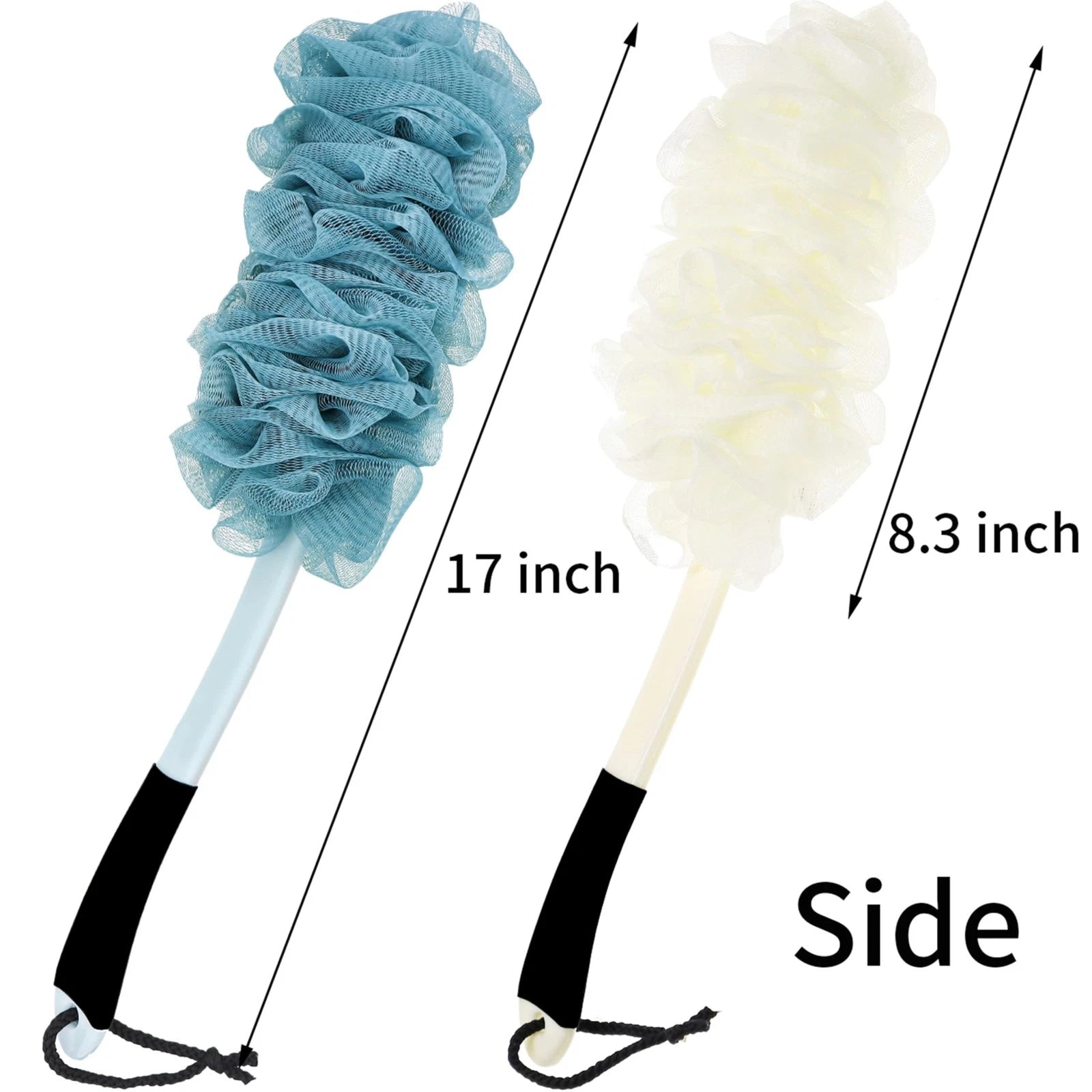 2Pack Loofah Back Scrubber for Shower with Non-Slip Handle Bath Body Brush