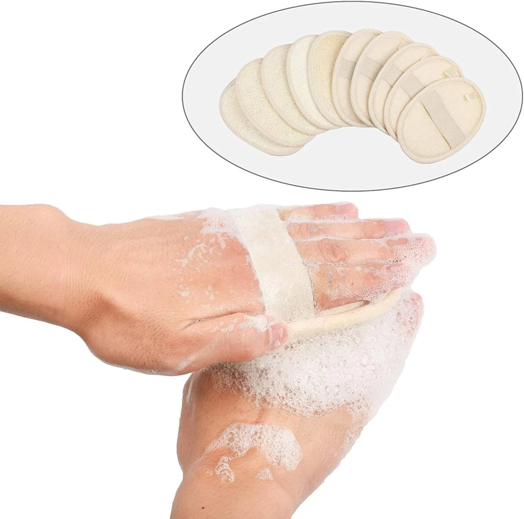 10 Pack Exfoliating Loofah Sponge Pads Natural Body Scrubbers for Shower and Bat