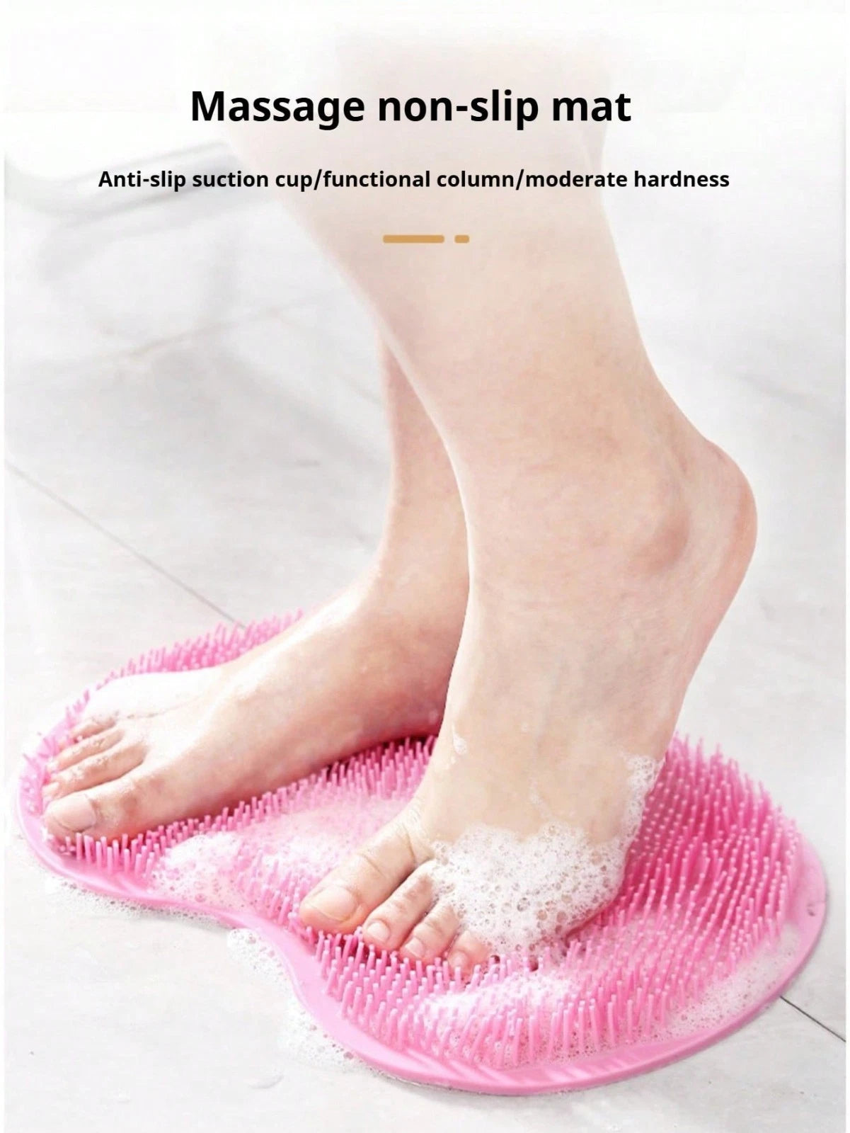 Silicone Shower Foot Scrubber Back Body Brush Massager Pad Mat Bathroom Grey