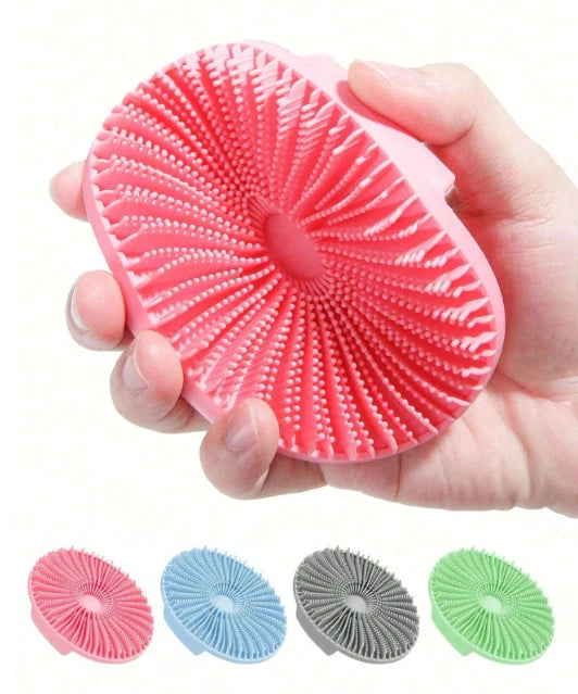 Silicone Shower Foot Scrubber Back Body Brush Massager Pad Mat Bathroom Grey Uk