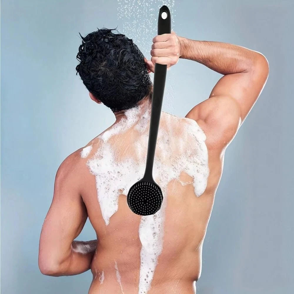 Silicone Back Scrubber for Shower Long Handle Bath Brush Double Sided