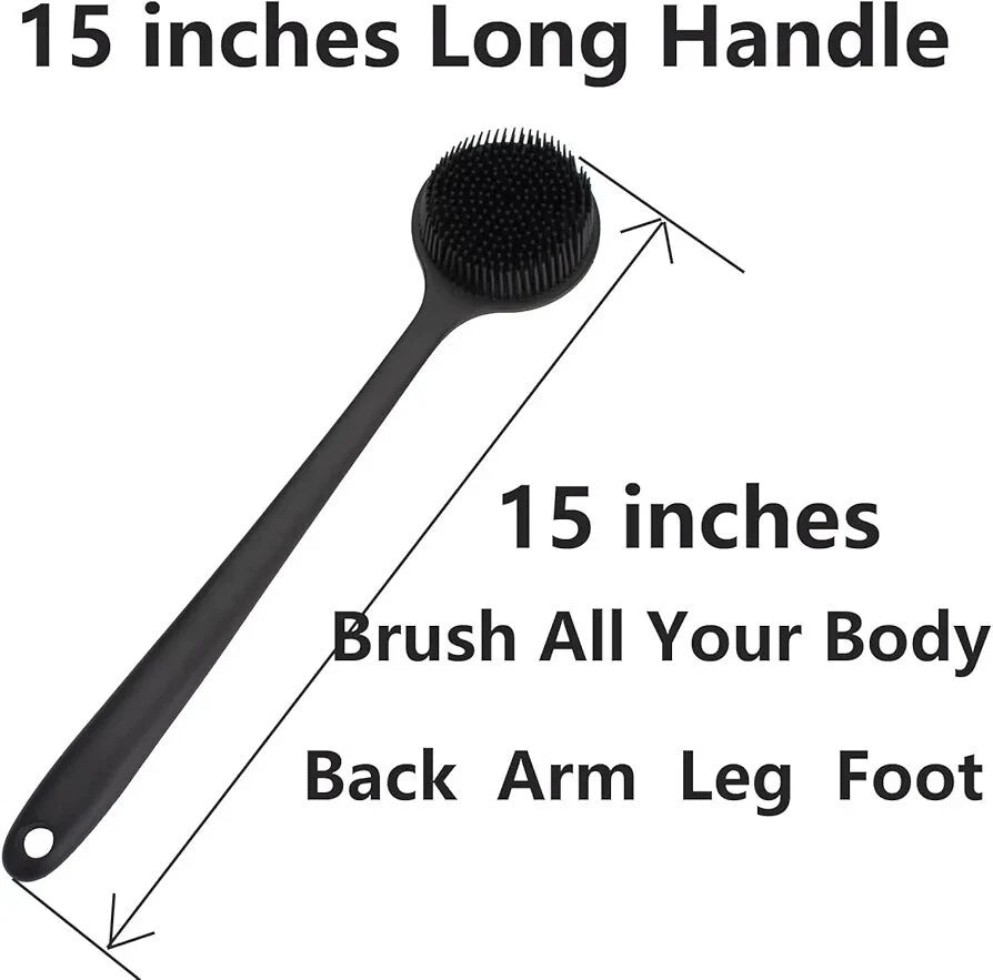 Silicone Body Scrubber Long Handle Back Scrubber for Shower Silicone Back Brush
