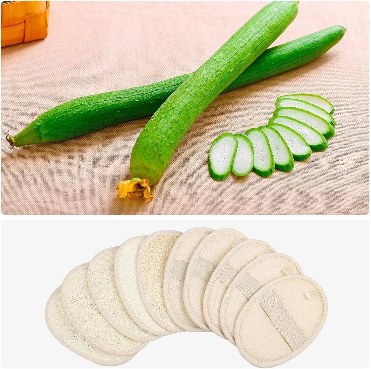 10 Pack Exfoliating Loofah Sponge Pads Natural Body Scrubbers for Shower and Bat