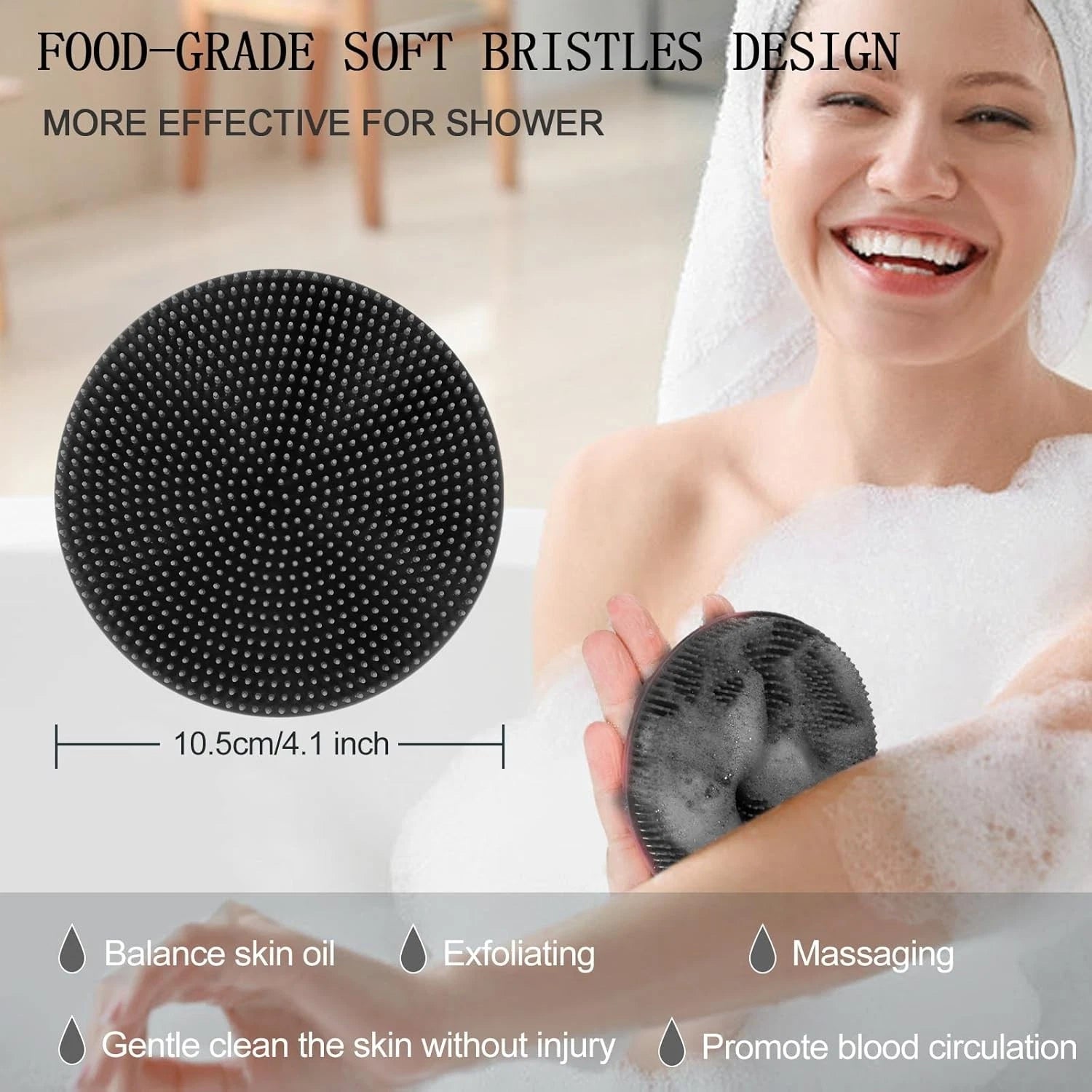 INNERNEED Food-Grade Soft Silicone Body Scrubber Shower Brush Handheld Cleansing