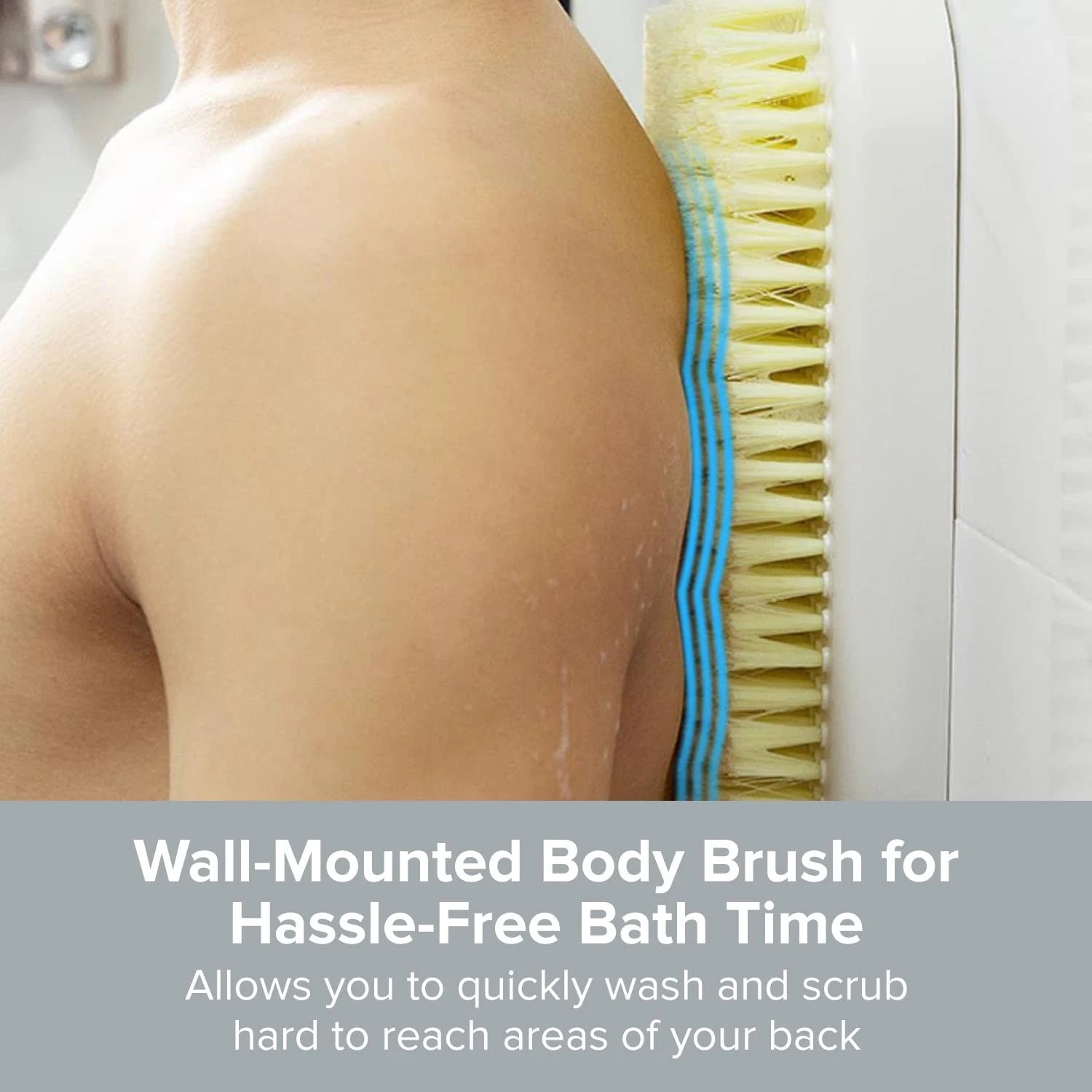 Wall Mounted Back Scrubber for Shower - Large Exfoliating Brush for Shower - ...
