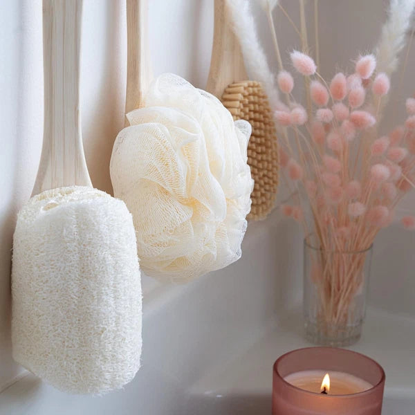 Ecotools Ecopouf Bath Brush, Loofah Brush for Bath & Shower, Made with Long Hand
