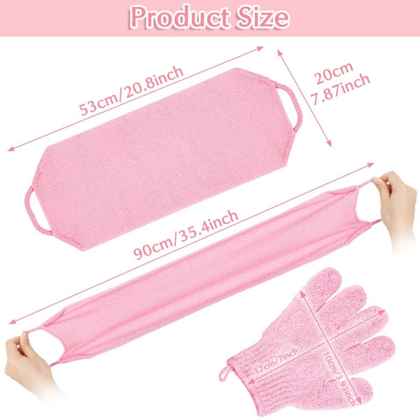 Exfoliating Shower Bath Gloves Back Scrubber Set for Body, Face, Shower, Bath...