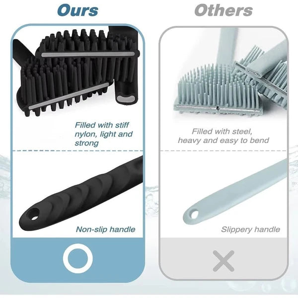 Silicone Back Scrubber for Shower Long Handle Bath Brush Double Sided