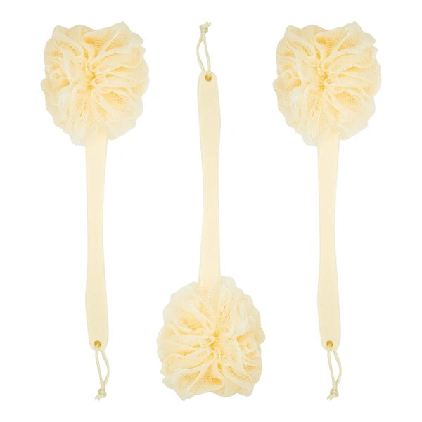Body Back Scrubber Bath Sponges - 3-Pack Exfoliating Mesh Pouf Shower Brushes