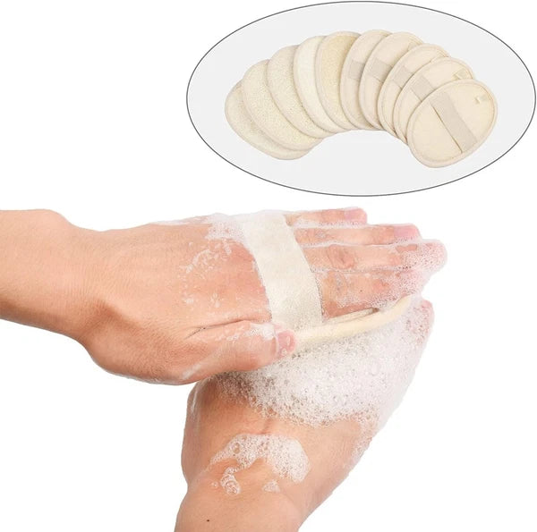 10 Pack Exfoliating Loofah Sponge Pads Natural Body Scrubbers for Shower and Bat