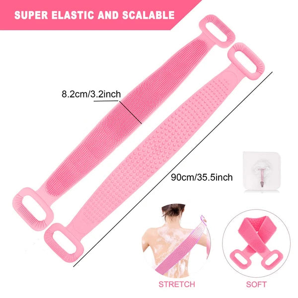 Silicone Back Bath Shower Wash Body Belt Brush Bath Body Scrubber Men & Women US