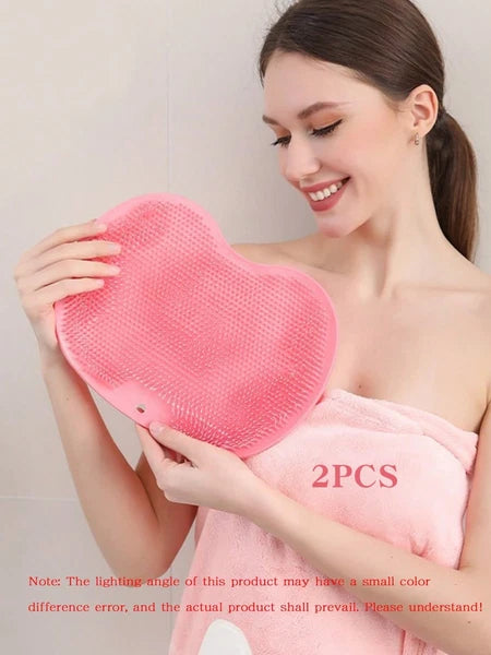 Silicone Shower Foot Scrubber Back Body Brush Massager Pad Mat Bathroom Grey