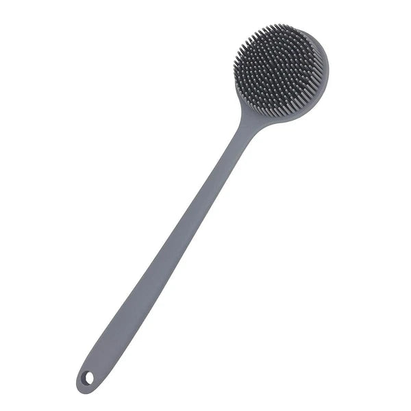 DNC Silicone Back Scrubber for Shower Bath Body Brush with Long Handle Gray