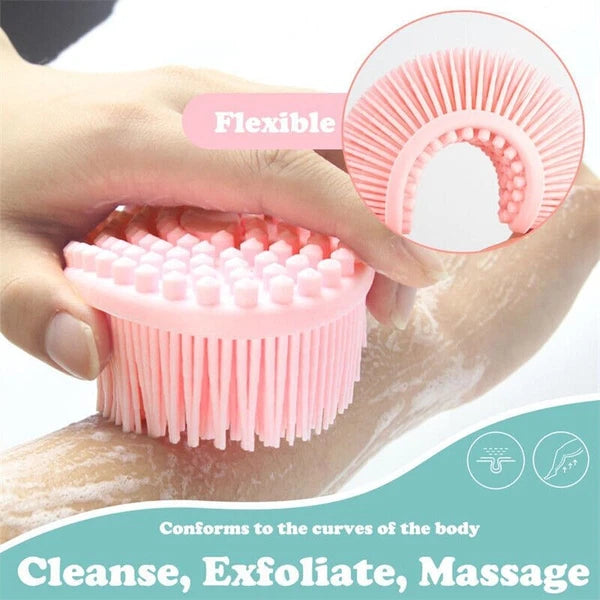 Dual-Sided Silicone Body Scrubber Brush Exfoliating Shower Brush Bath Massage UK