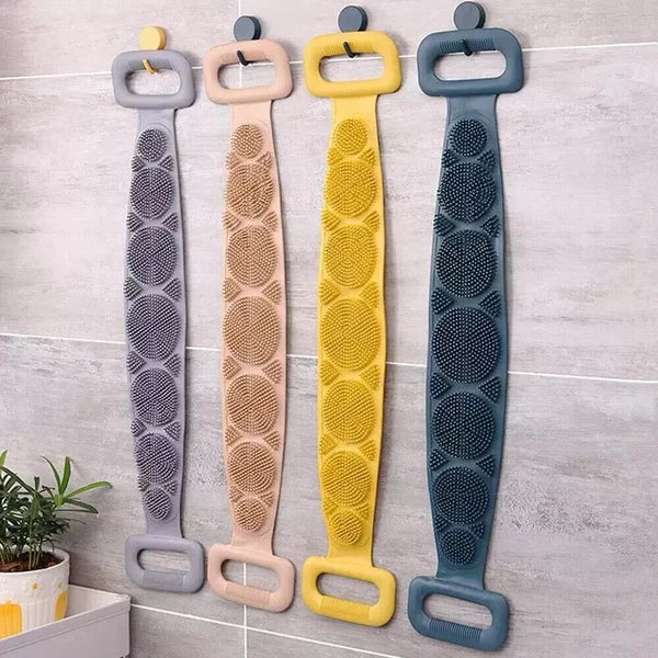 Silicon Long Body Cleaning Double Sided Back Scrubber Bath Shower Belt Brush UK✅