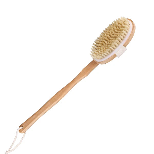 Wooden Bath Brush with Natural Bristles - Premium Body Scrubber for Dry Skin USA