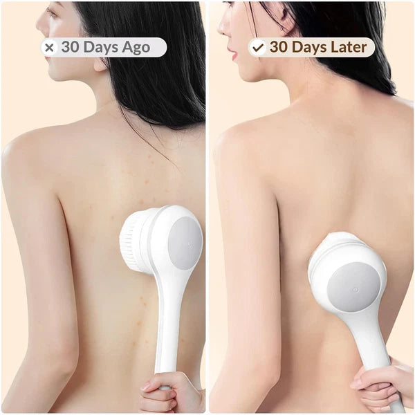 Electric Body Brush Back Scrubber for Shower, Waterproof Long Dual Handle Power