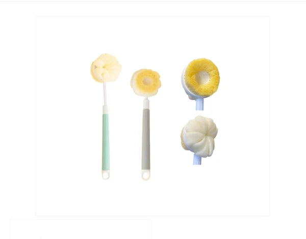 New Double Sided Bath Shower Body Scrubbing Brush with Extendable Handle UK