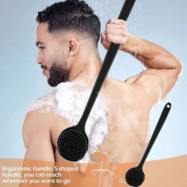 Silicone Back Scrubber for Shower Long Handle Bath Brush Double Sided
