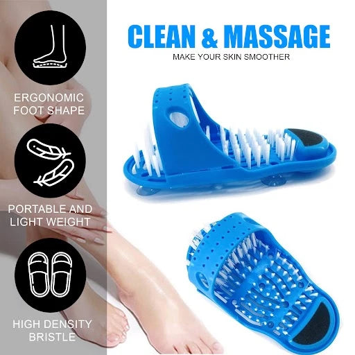 2 in 1 Foot Scrubber Brush Slipper Anti Slip Bath Shower Cleaner Feet Massage