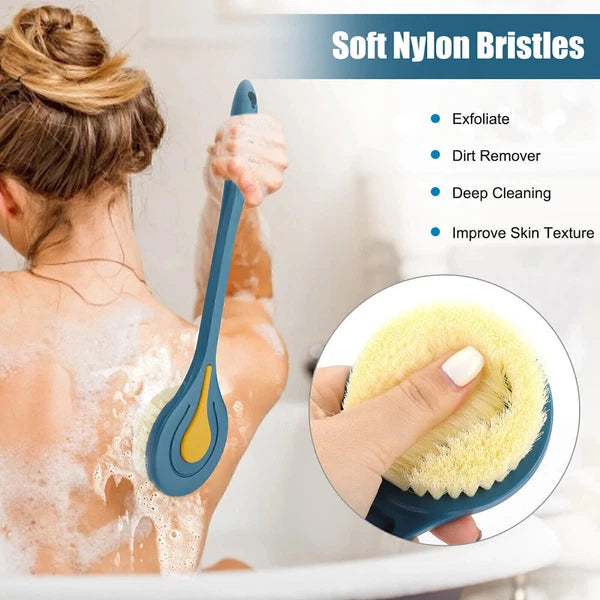 Long Handle Bath Brush Soft Bristle Back Body Skin Shower Wash Scrubber 14.7''