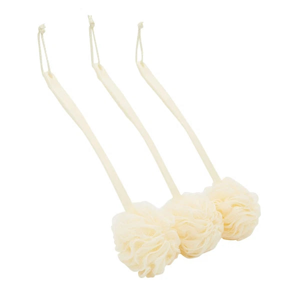 Body Back Scrubber Bath Sponges - 3-Pack Exfoliating Mesh Pouf Shower Brushes