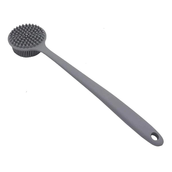 DNC Silicone Back Scrubber for Shower Bath Body Brush with Long Handle Gray