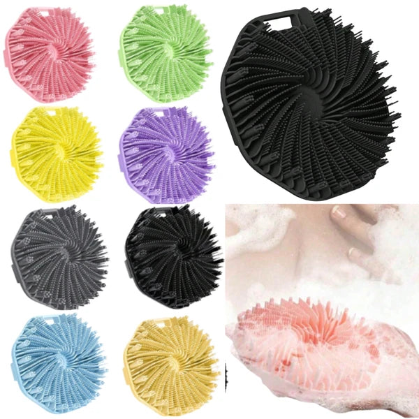 Silicone Shower Foot Scrubber Back Body Brush Massager Pad Mat Bathroom Grey Uk