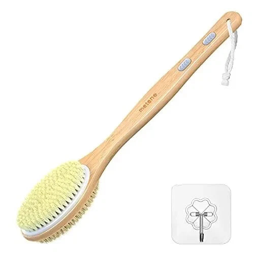 Long Handle Body Brush Bamboo Dual-Sided Back Scrubber Shower Bath Spa Wet / Dry