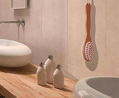 BeNat.Natural boar bristle wooden Bath & Body Brush back Brush with long handle.