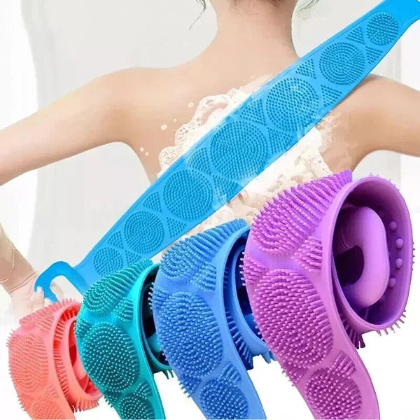 Silicon Long Body Cleaning Double Sided Back Scrubber Bath Shower Belt Brush UK✅