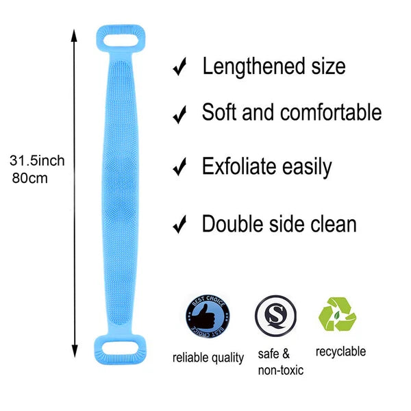 Silicone Back Bath Shower Wash Body Belt Brush Bath Body Scrubber Men & Women US