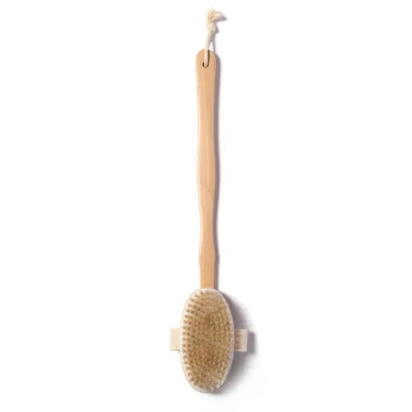 Wooden Long Handle Body Brush - Detachable Back Scrubber Exfoliating Bath Tool