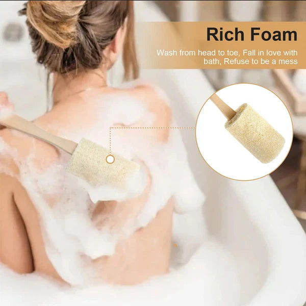 2 Natural Exfoliating Loofah Back Sponge Scrubber Brush with Long Wooden Handle