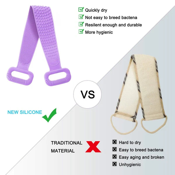 Silicone Back Bath Shower Wash Body Belt Brush Bath Body Scrubber Men & Women US