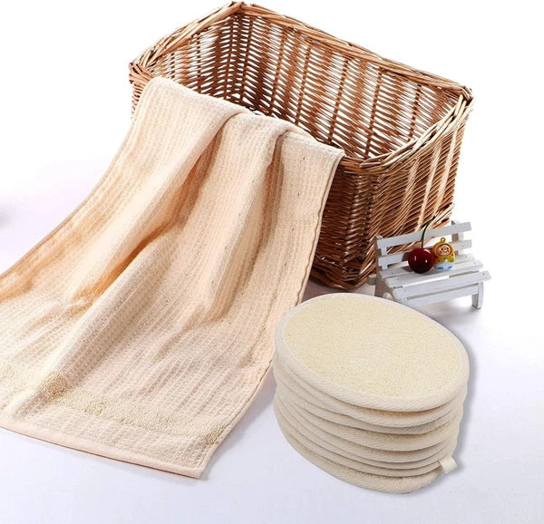 10 Pack Exfoliating Loofah Sponge Pads Natural Body Scrubbers for Shower and Bat