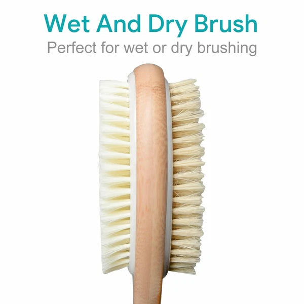 Premium Natural Bristle Wooden Bath Shower Body Back Dry Skin Brush Spa Scrubber
