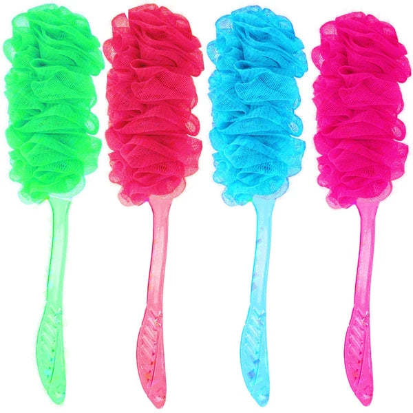 Long Handle Soft Bath Brush Back Scrubber Mesh Sponge Loofah Body Puff Shower