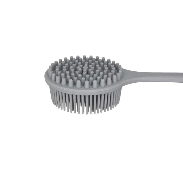 DNC Silicone Back Scrubber for Shower Bath Body Brush with Long Handle Gray